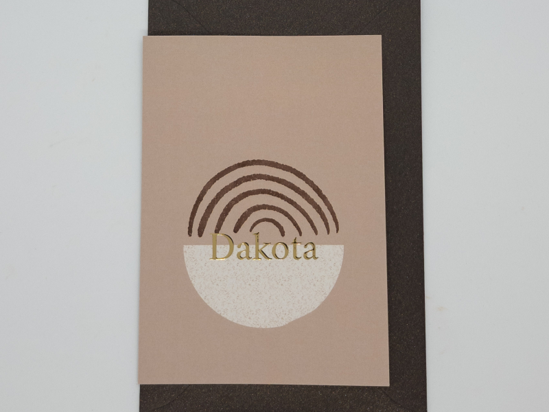 geboortekaartje met goudfolie voor jongens beige bruin watercolor met fotokaartje dakota