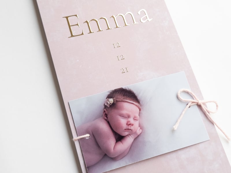 Geboortekaartje meisje goudfolie foto Emma