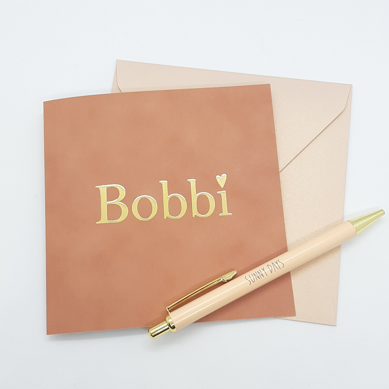 Geboortekaartje met goudfolie en velvet velours fluweel look Bobbi