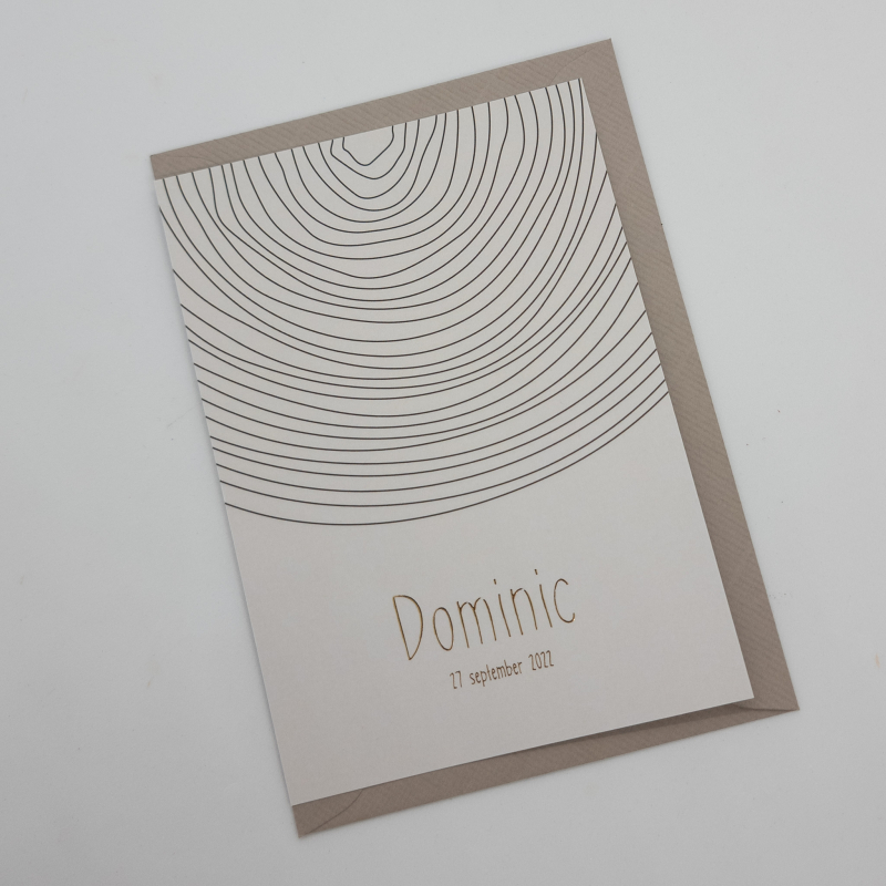 geboortekaartje jongen met goudfolie lijnen dominic geboortekaartje jongen met goudfolie lijnen dominic