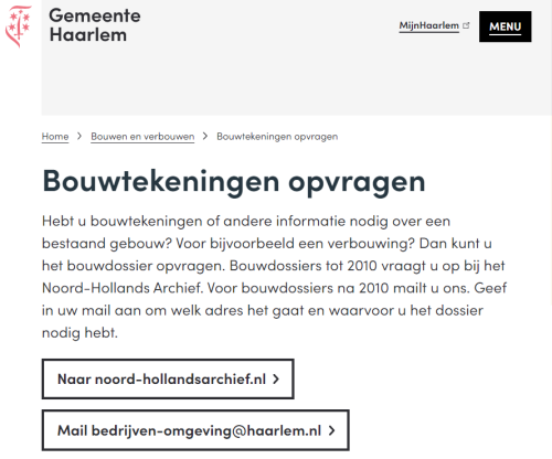 Bouwtekening opvragen gemeente Haarlem