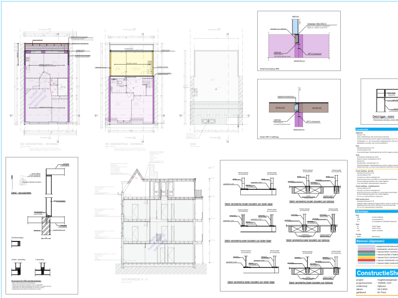 Constructietekening dakopbouw