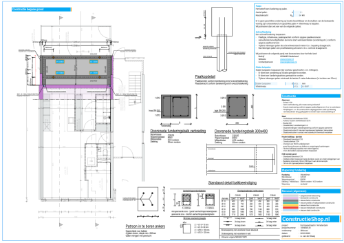 Constructietekening fundering aanbouw