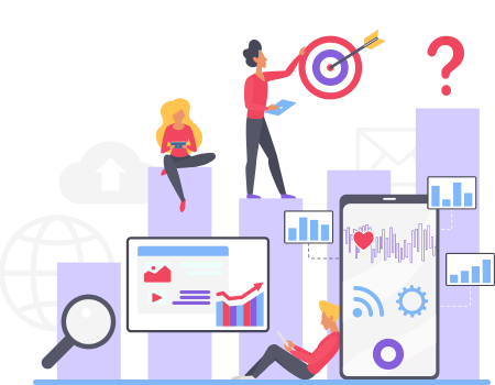 mensen die social media berichten aan het maken zijn, getekend