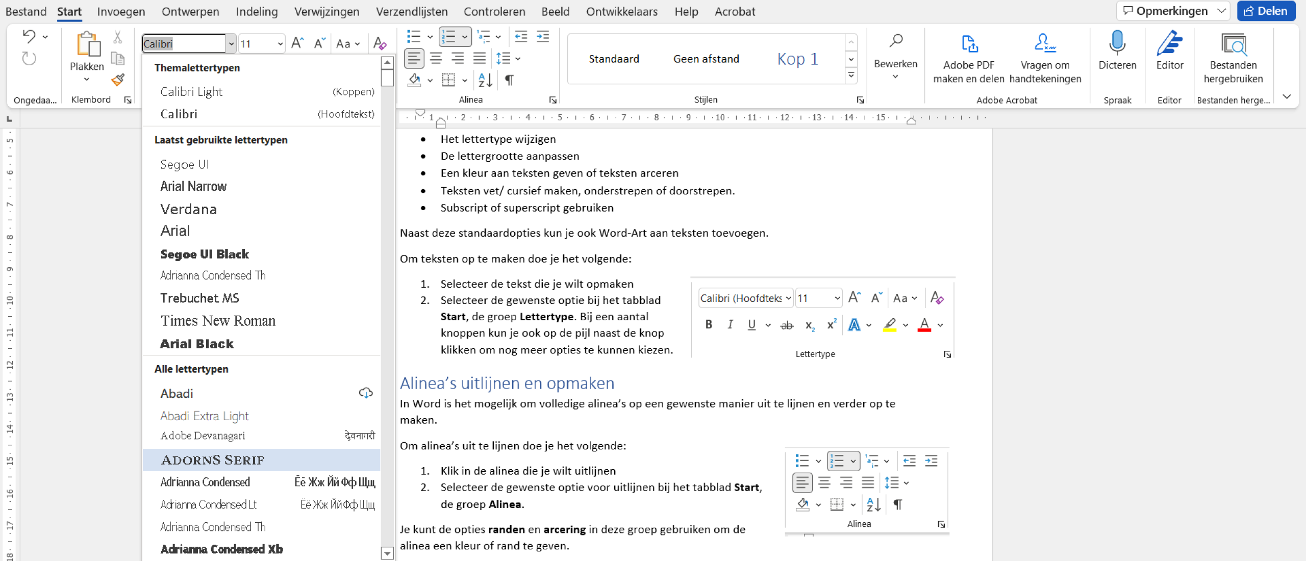 Teksten opmaken in Microsoft Word