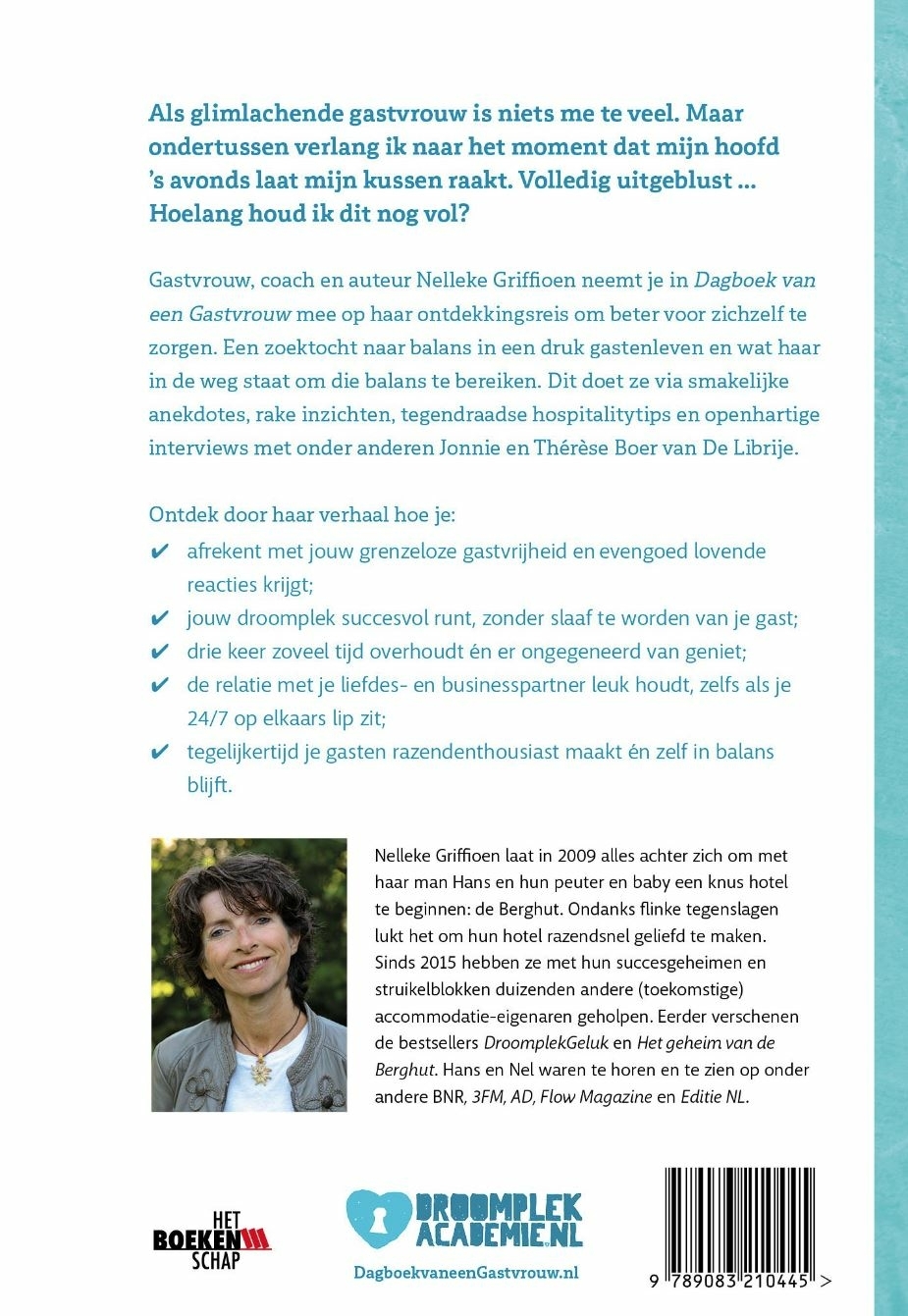 achterflap dagboek van een gastvrouw nelleke griffioen selfcare bb hotel camping vakantiewoningen