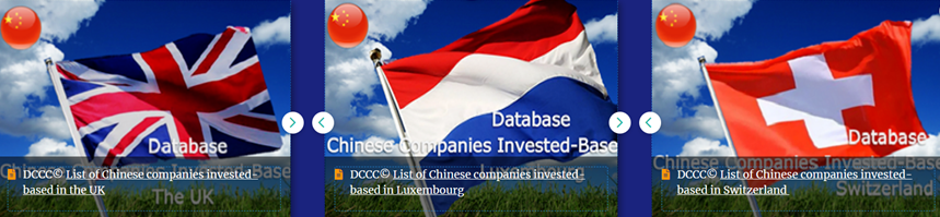 Statistics of Chinese investments companies invested in Europe by country ( United Kingdom, Luxembourg, and Switzerland )
