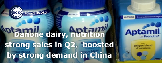Danone dairy, nutrition strong sales in Q2,  boosted by strong demand in China