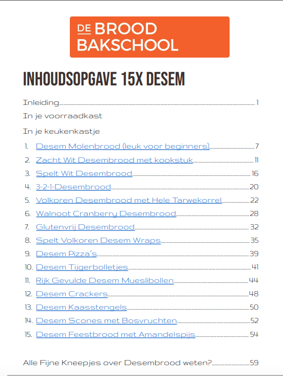 Inhoudsopgave 15xDesem De broodbakschool