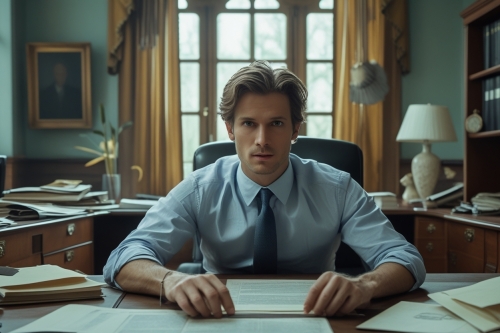 Rommelig Kantoor Man aan rommelig bureau