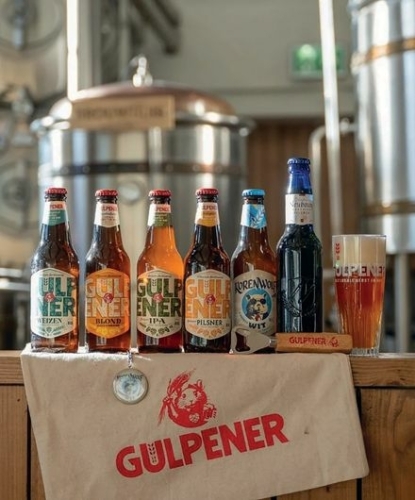 Gulpener bierlijn met Weizen, Blond, IPA, Pilsner en Korenwolf bij De La Frontière Bed & Borrelbistro in Slenaken