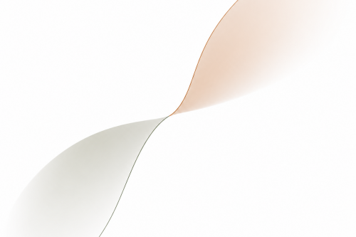 Abstracte lijnvisual waarin twee vormen elkaar voorzichtig naderen zonder te forceren.
