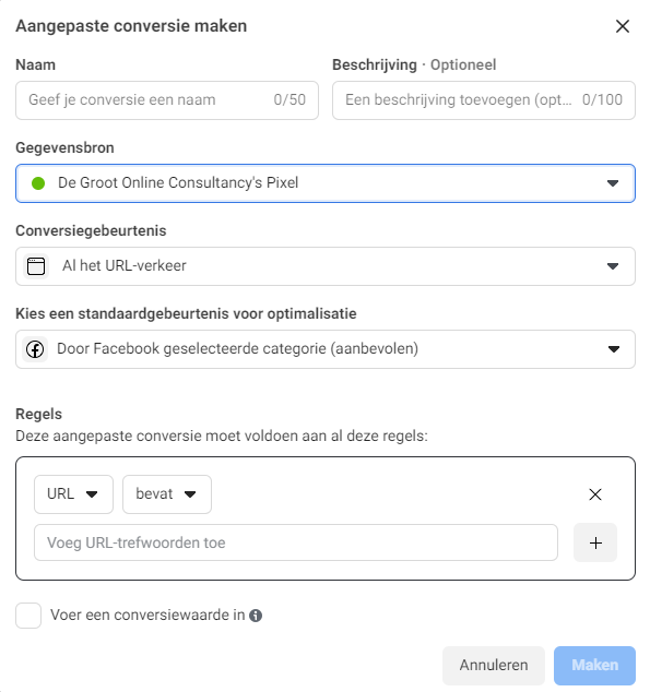 aangepaste conversies aangepaste conversies voorbeeld