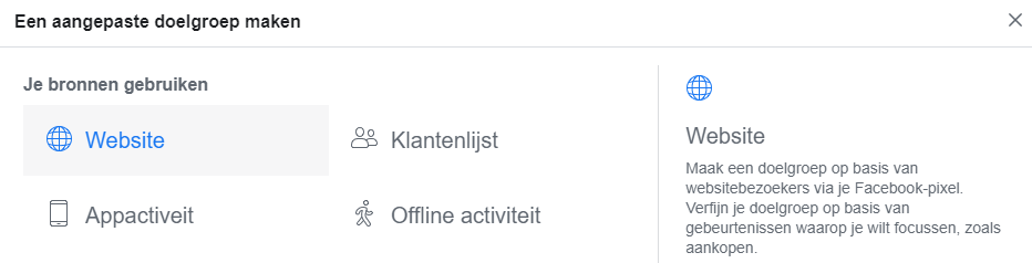 Een aangepaste doelgroep maken Een aangepaste doelgroep maken voorbeeld