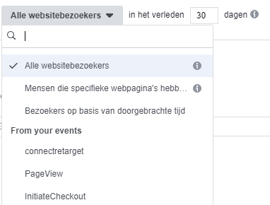Websitebezoekers doelgroep maken Websitebezoekers doelgroep maken voorbeeld