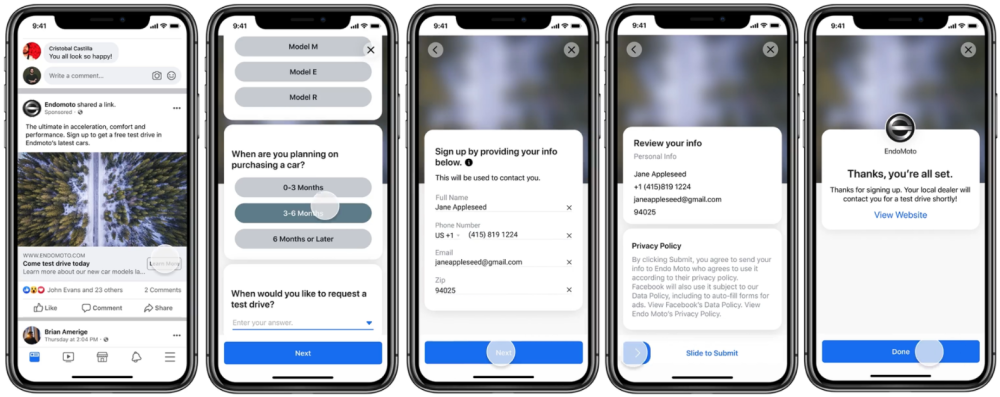 Facebook lead ads Facebook lead ads voorbeeld