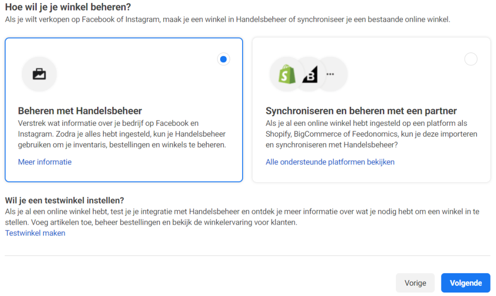 Facebook winkelbeheer Facebook winkelbeheer voorbeeld