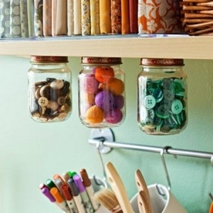 Attaching Glass Jars to a Shelf