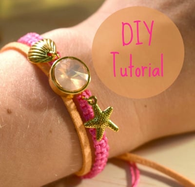 diy tutorial for making a summer bracelet with a sliding knot step by step