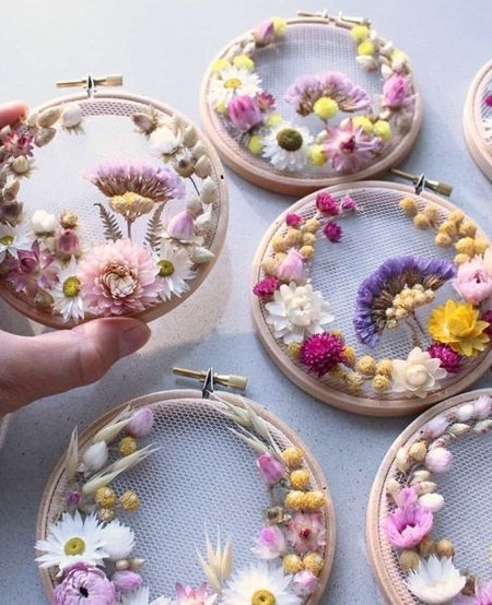 Embroidered dried flowers!