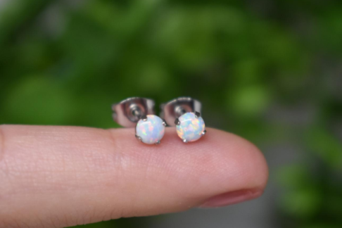 Example 316L stainless steel Opal Stud Earring