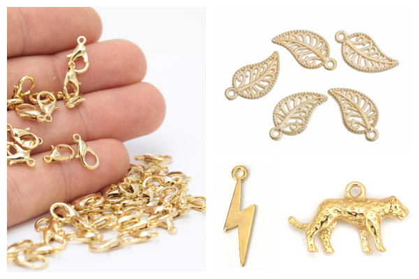 Gold plated charms and locks at beadsandbasics