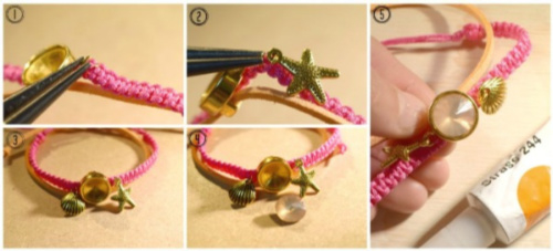 Making a summer Macrame bracelet with a sliding knot step 6