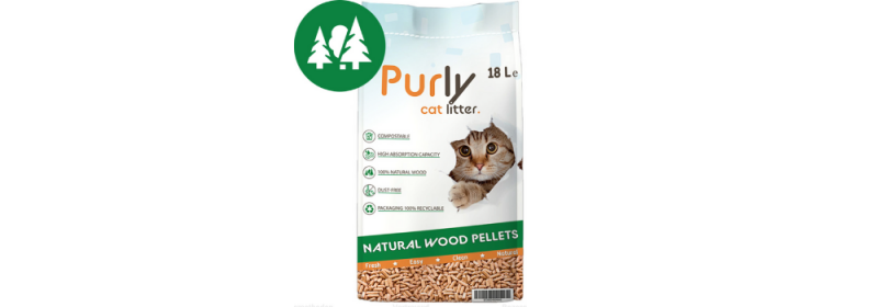 Purly houtkorrels kattenbakvulling