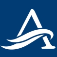 Logo van Avalon Waterways met een gestileerde blauwe golfvorm links van de merknaam in elegante hoofdletters op een witte achtergrond.
