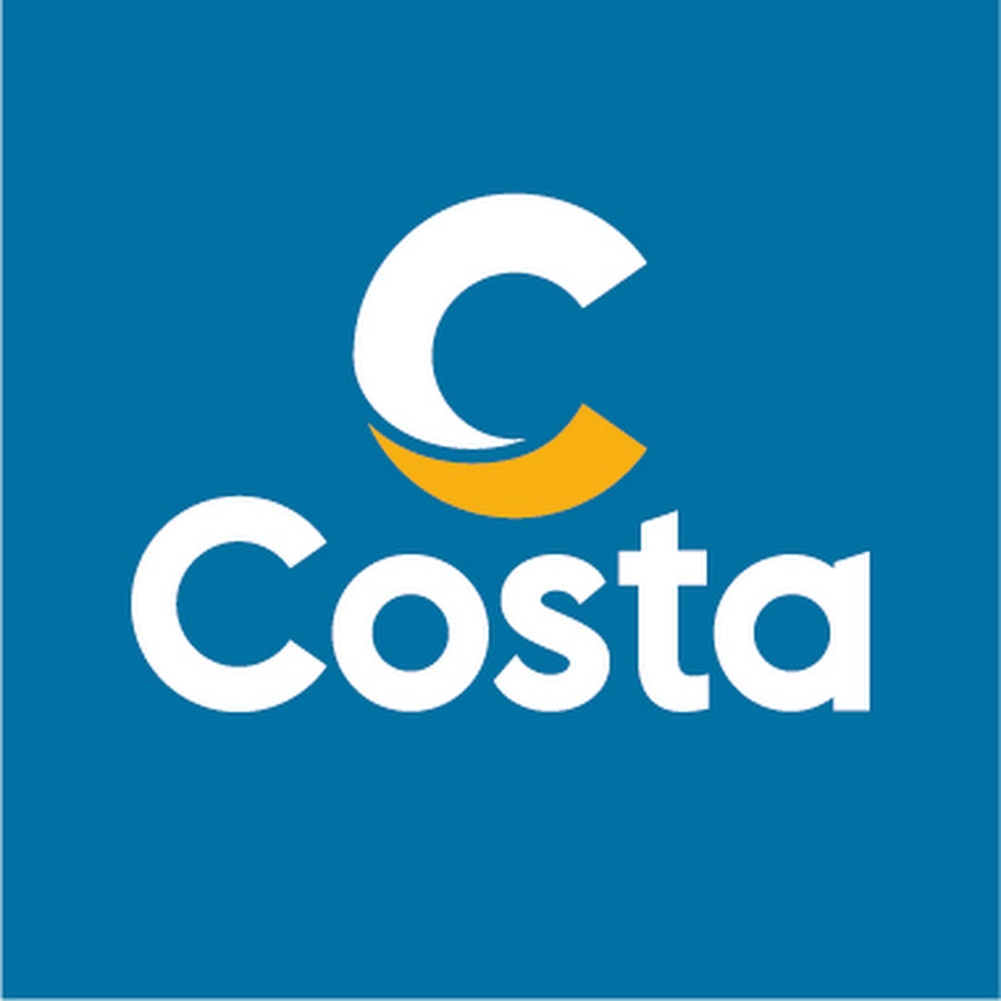 Costa Cruises-logo met een geel rond zon- of golfmotief naast de blauwe tekst 