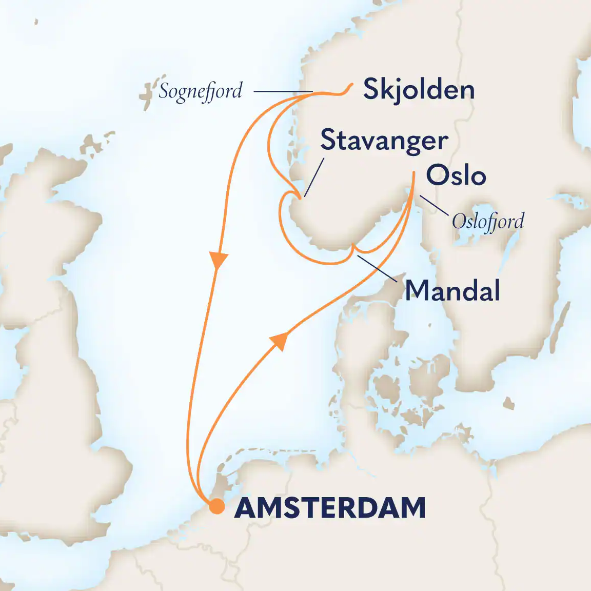 route map 7-Day Norwegian Fjords & Sognefjord With History Channel