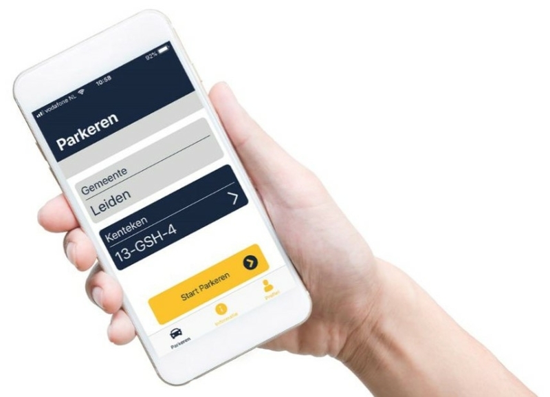 De afbeelding toont de interface van de Gehandicapten ParkeerApp GPA ook wel bekend als de GPKapp