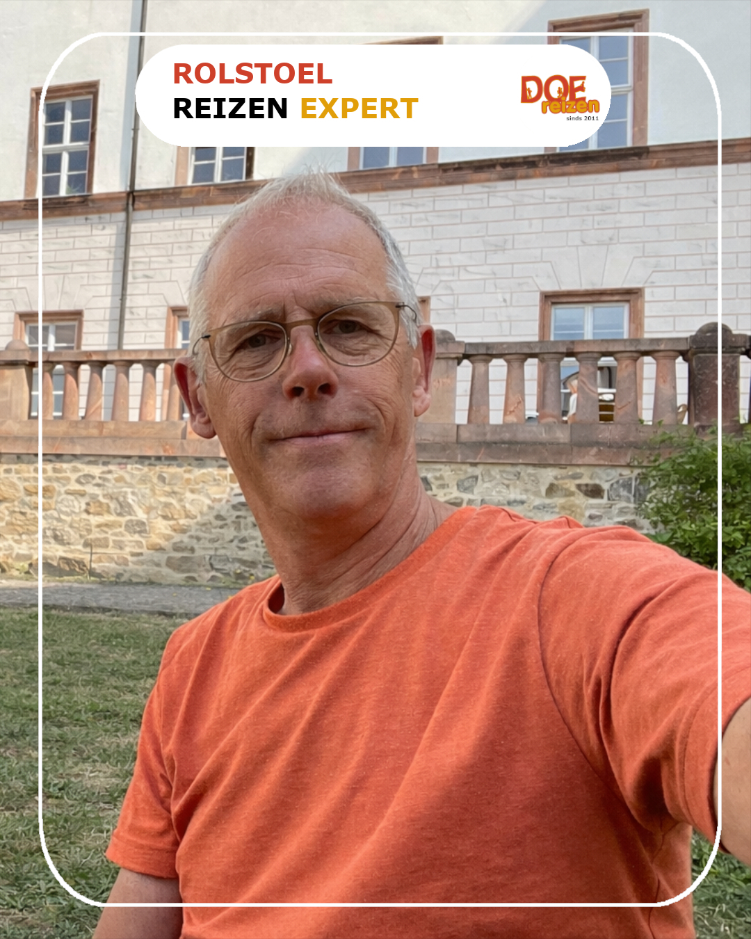 Dit is Frank, een expert op het gebied van rolstoelvriendelijk reizen bij DOE reizen.