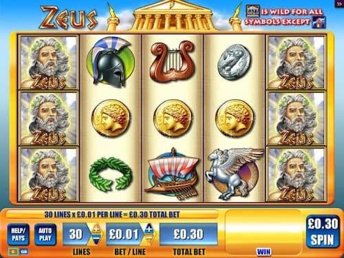 Zeus Slots spelen in speelscherm