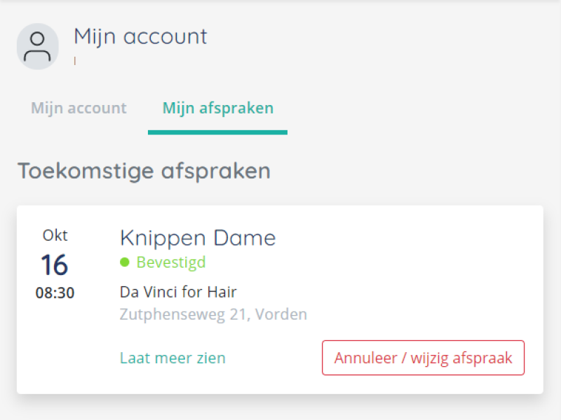 Afspraak annuleren en wijzigen