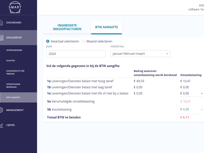 Salonsoftware met BTW aangifte