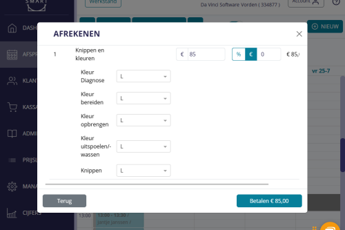 Omzet verdelen salonsoftware