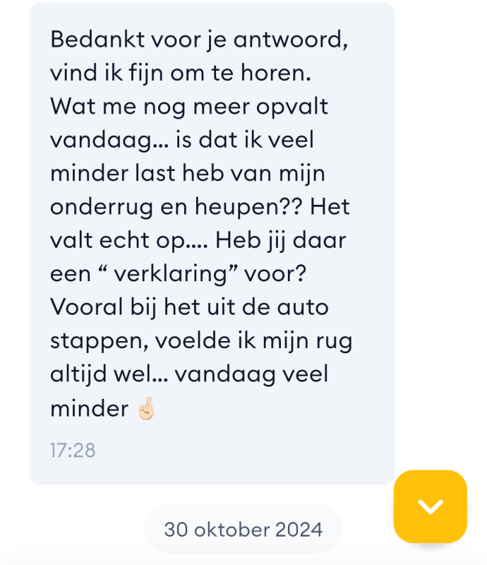 bekkenpijn ervaring klant