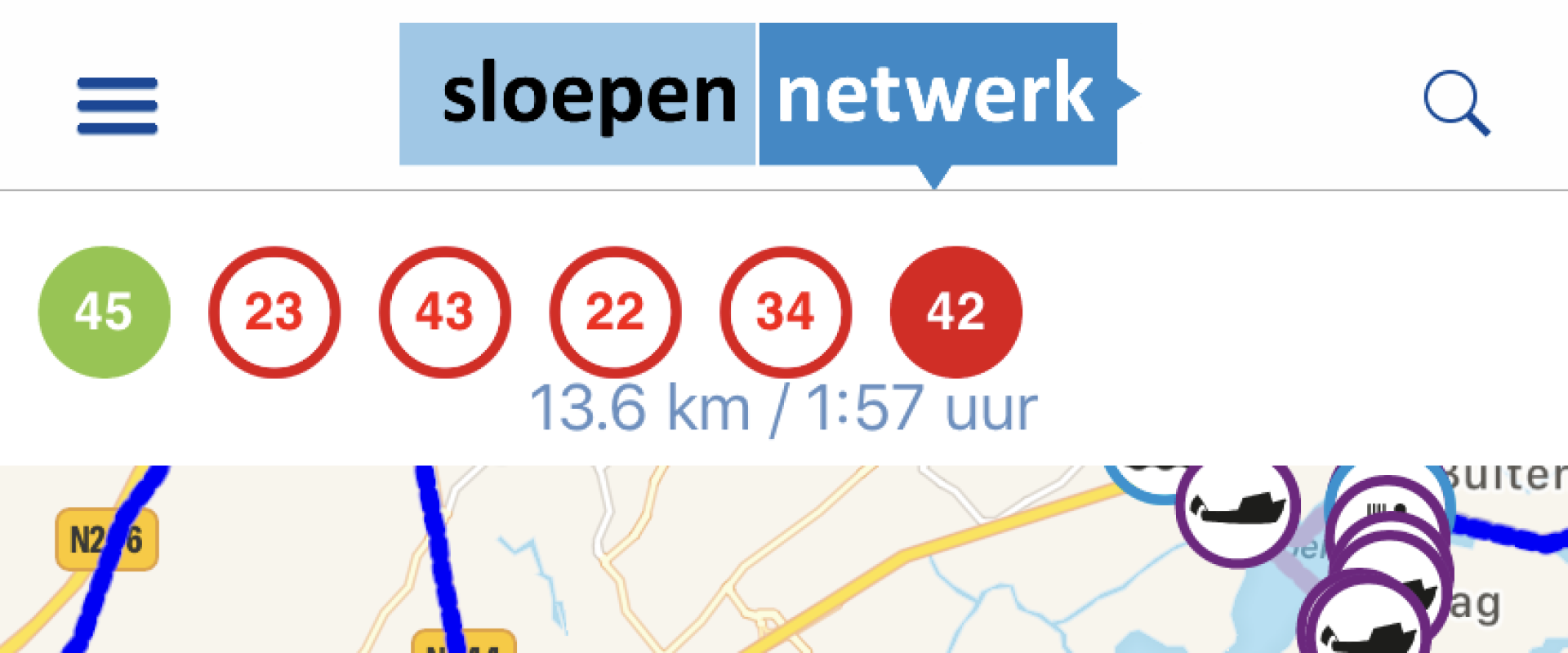 Sloepen netwerk een uitgebreid knooppunten netwerk op het water