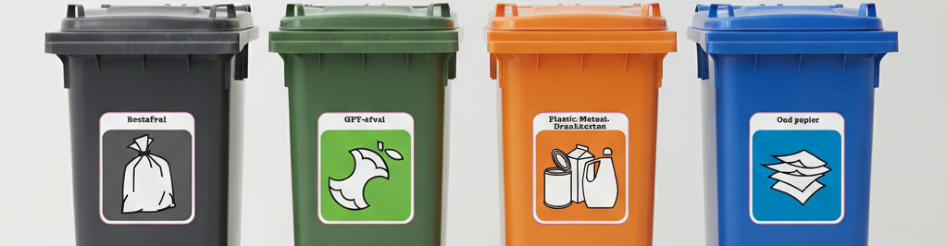 Set van vier gekleurde afval sticker op kliko