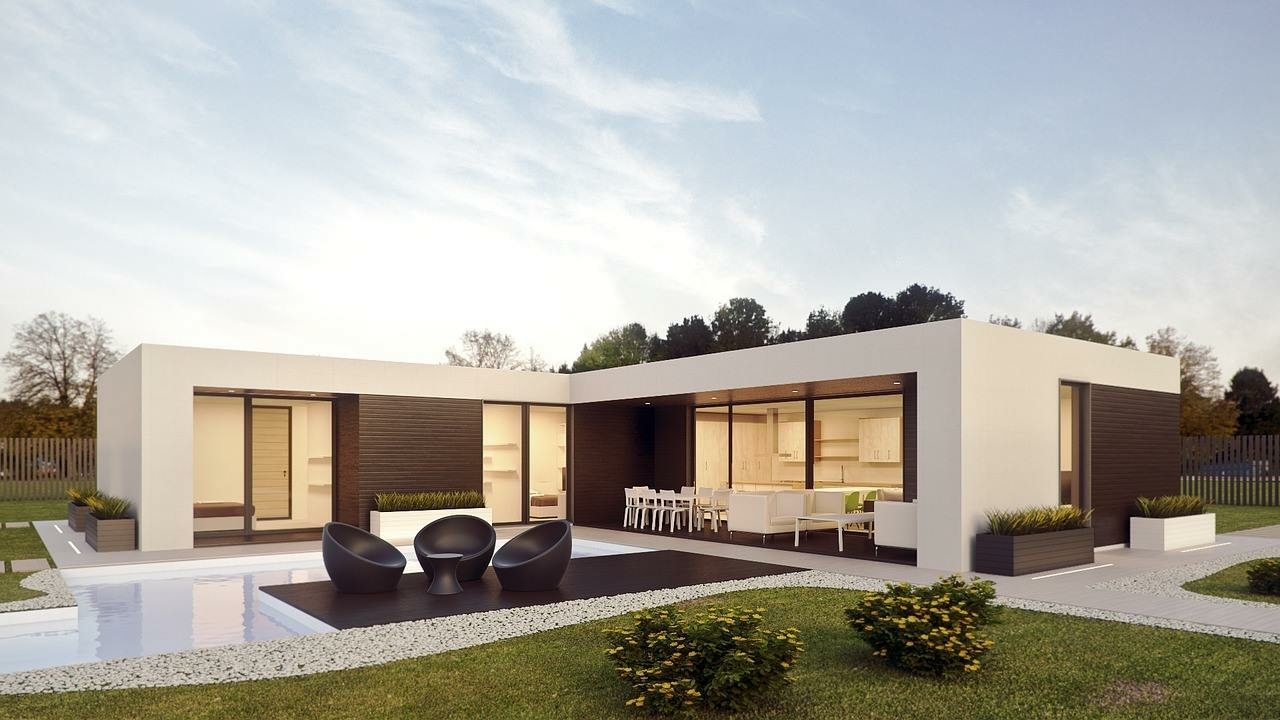 Moderne bungalow met plat dak