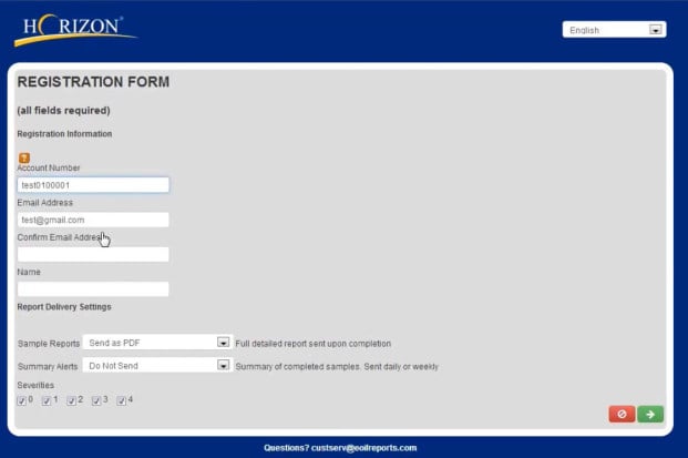 Horizon registration form