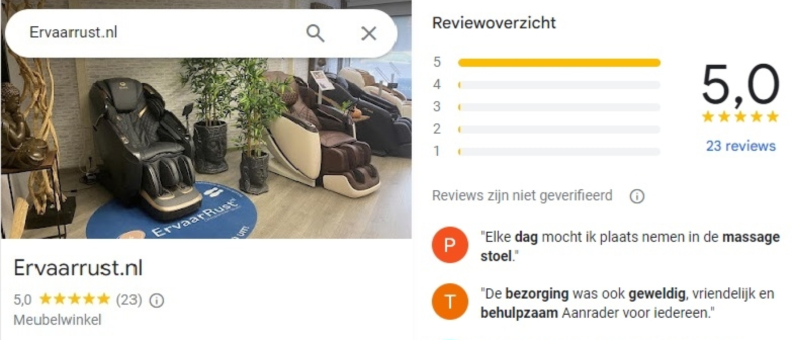 Google Reviews massagestoelen