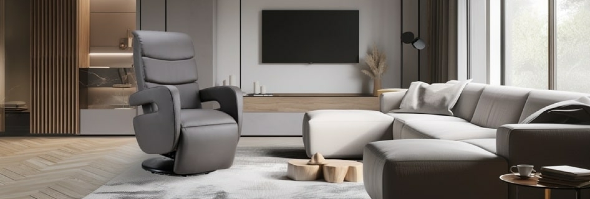 Relaxfauteuil met massage in de woonkamer Relaxfauteuil met massage in de woonkamer