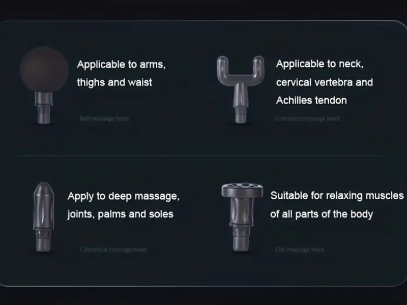 Verschillende massagekoppen bij massage gun