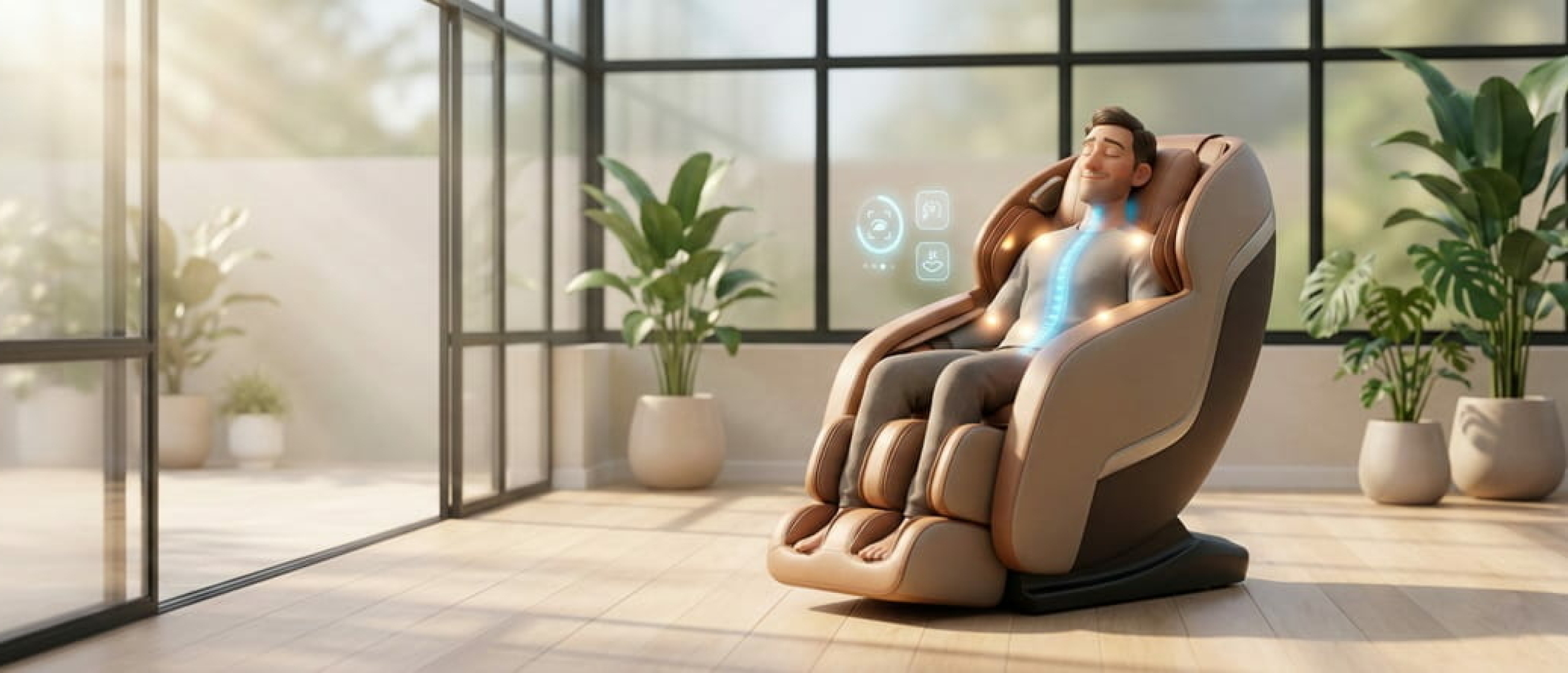 Automatische bodyscan in een massagestoel Automatische bodyscan in een massagestoel