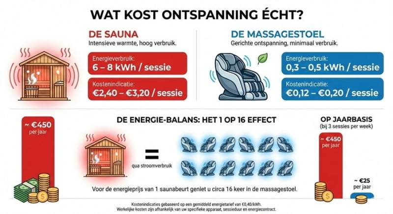 Energieverbruik sauna versus massagestoel Energieverbruik sauna versus massagestoel