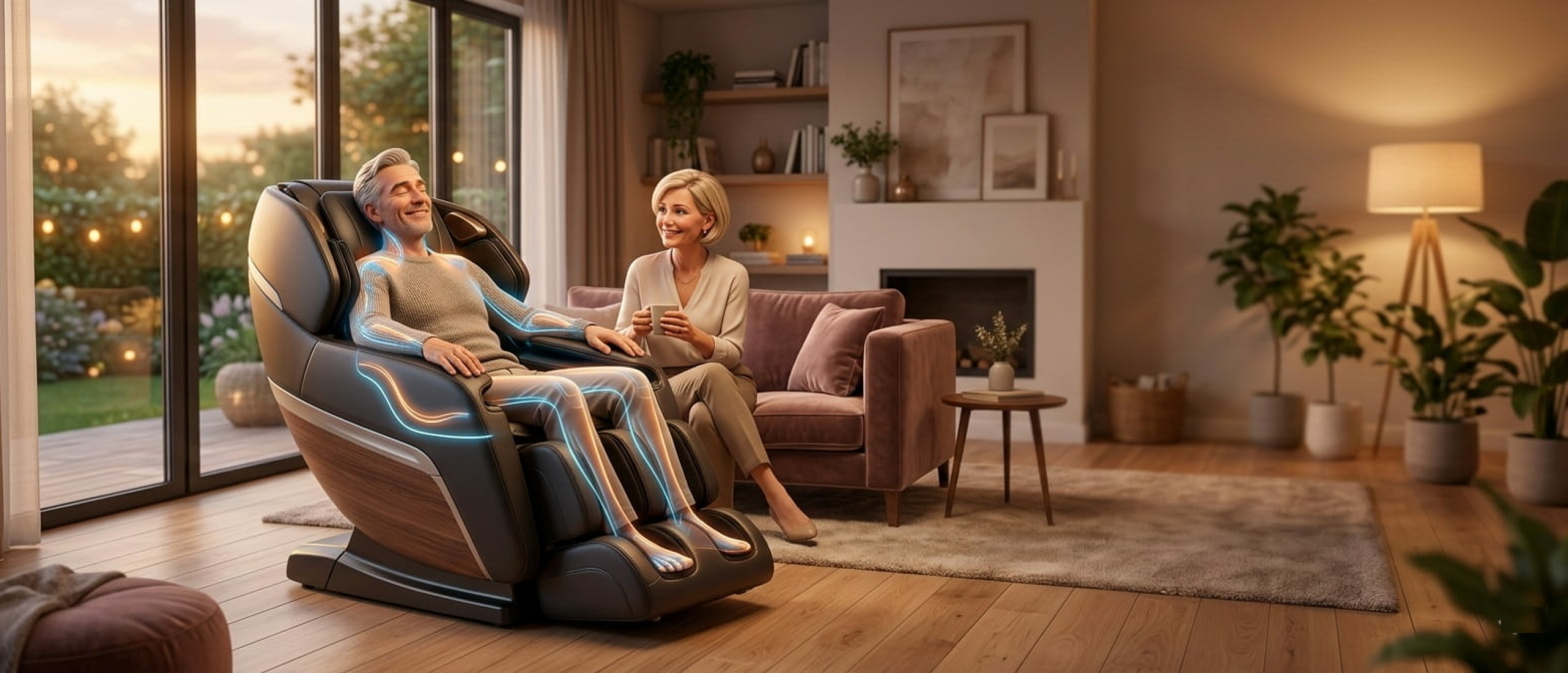 Full body massagestoel in de woonkamer