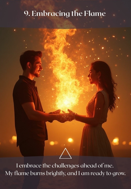 9. Embracing the Flame - Dancing between Fire & Water Oracle Deck Couple with flames