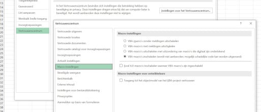 Excel Macros beveiliging in Excel instellen